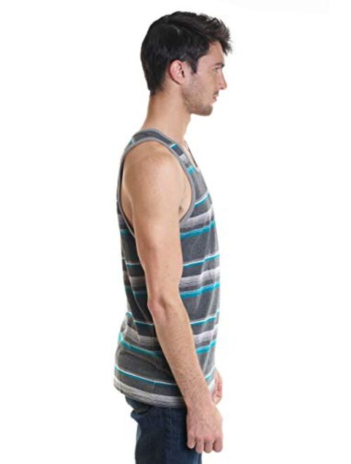 YAGO Men's Striped Scoop Neck Tank Top YG5213