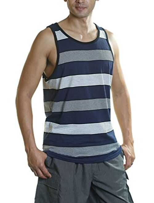 YAGO Men's Striped Scoop Neck Tank Top YG5213