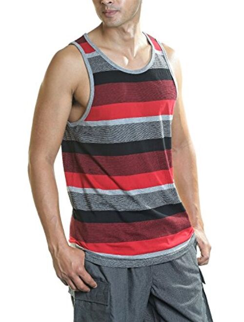 YAGO Men's Striped Scoop Neck Tank Top YG5213