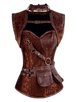 Charmian Women's Steampunk Spiral Steel Boned Vintage Retro Corset Tops Bustier