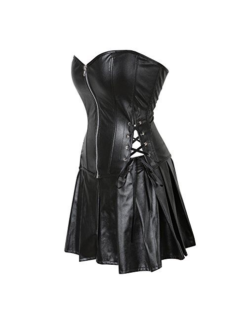 Buy Kranchungel Women's Punk Rock Faux Leather Corset Retro Goth Waist ...