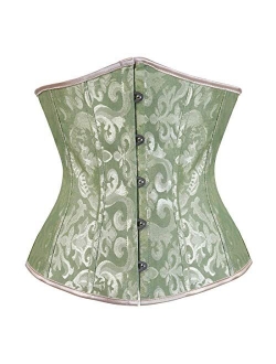 Zhitunemi Women's Lace Up Boned Jacquard Brocade Waist Training Underbust Corset Corset