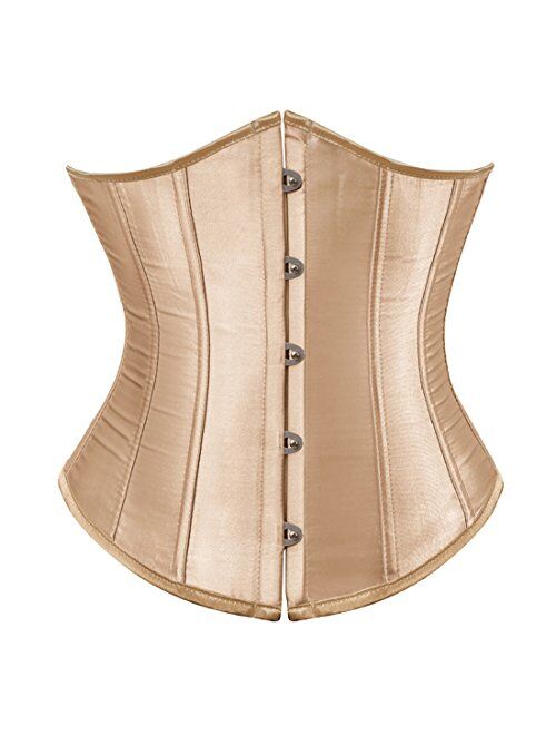 Zhitunemi Women's Lace Up Boned Jacquard Brocade Waist Training Underbust Corset Corset