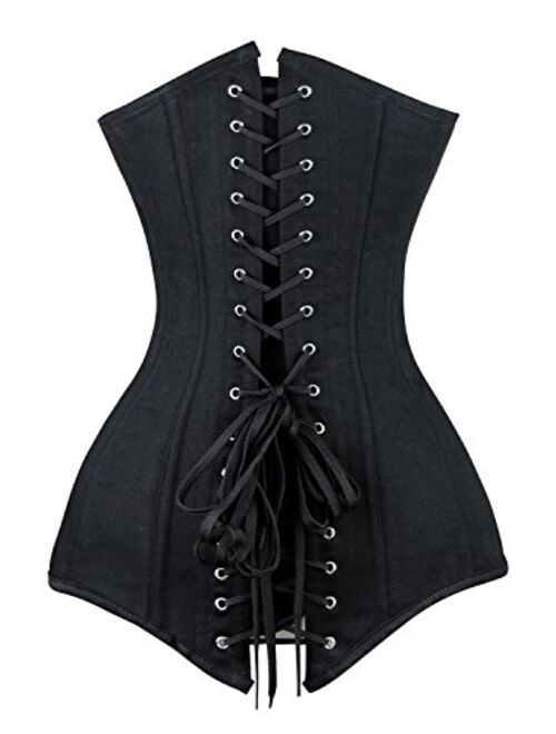 Charmian Women's 26 Steel Boned Cotton Long Torso Hourglass Body Shaper Corset