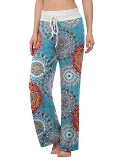 LONGYUAN Women's Comfy Pajama Pants Casual Yoga Pants Drawstring Palazzo Lounge Pants Wide Leg for All Seasons