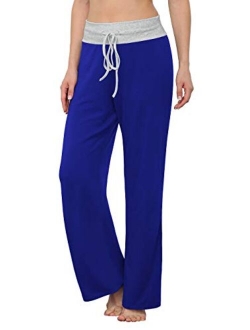 LONGYUAN Women's Comfy Pajama Pants Casual Yoga Pants Drawstring Palazzo Lounge Pants Wide Leg for All Seasons