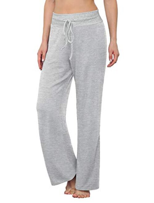 LONGYUAN Women's Comfy Pajama Pants Casual Yoga Pants Drawstring Palazzo Lounge Pants Wide Leg for All Seasons