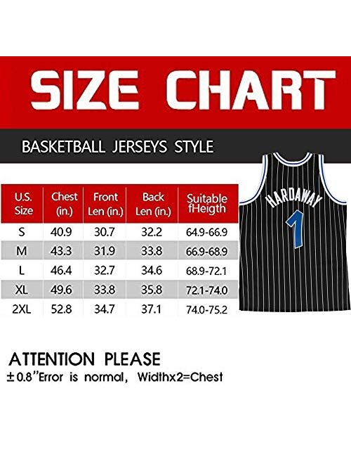 Saeniao Men's Hardaway Shirts Jerseys 1 Basketball AdultSports Athletics Retro Anfernee Black