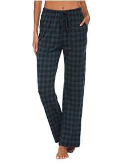 Women Lounge Pants Comfy Pajama Bottom with Pockets Stretch Plaid Sleepwear Drawstring Pj Bottoms Pants
