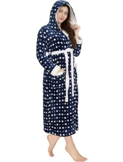 NY Threads Women Fleece Hooded Bathrobe - Plush Long Robe