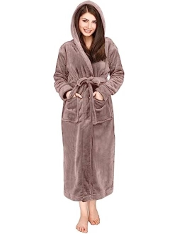 NY Threads Women Fleece Hooded Bathrobe - Plush Long Robe