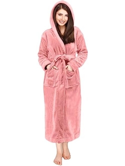 NY Threads Women Fleece Hooded Bathrobe - Plush Long Robe