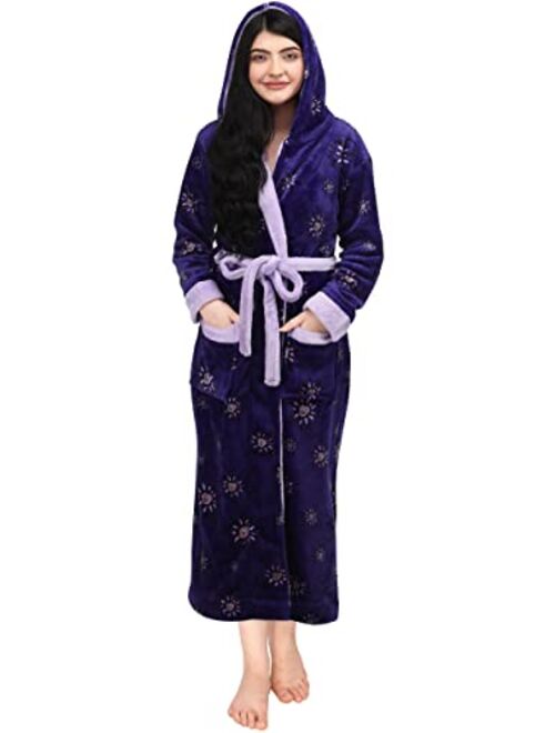 NY Threads Women Fleece Hooded Bathrobe - Plush Long Robe