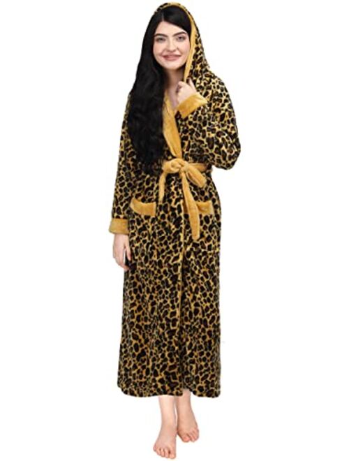 NY Threads Women Fleece Hooded Bathrobe - Plush Long Robe