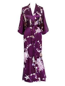 KIM+ONO Women's Satin Kimono Robe Long - Floral