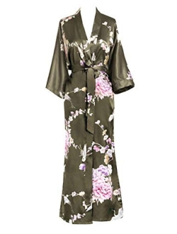 KIM+ONO Women's Satin Kimono Robe Long - Floral