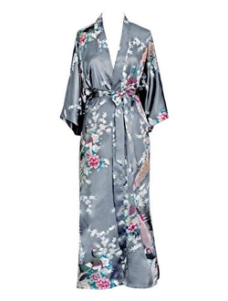 KIM+ONO Women's Satin Kimono Robe Long - Floral