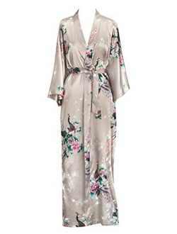 KIM+ONO Women's Satin Kimono Robe Long - Floral