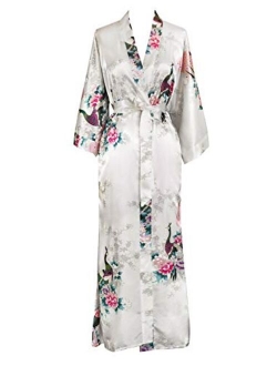 KIM+ONO Women's Satin Kimono Robe Long - Floral