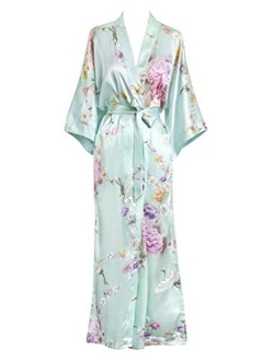 KIM+ONO Women's Satin Kimono Robe Long - Floral