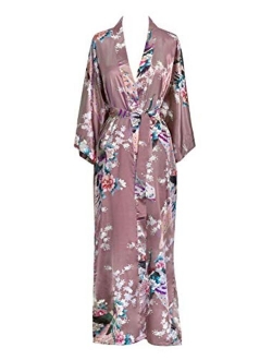 KIM+ONO Women's Satin Kimono Robe Long - Floral