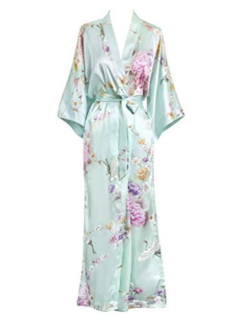 KIM+ONO Women's Satin Kimono Robe Long - Floral