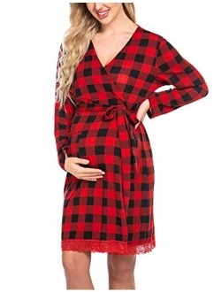 Women's Robe Maternity Sleepwear Pregnancy Nightgown Nursing Soft Kimono Bathrobes