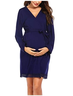 Women's Robe Maternity Sleepwear Pregnancy Nightgown Nursing Soft Kimono Bathrobes