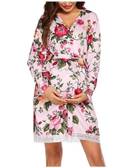 Women's Robe Maternity Sleepwear Pregnancy Nightgown Nursing Soft Kimono Bathrobes