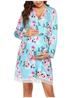 Women's Robe Maternity Sleepwear Pregnancy Nightgown Nursing Soft Kimono Bathrobes