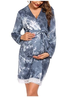 Women's Robe Maternity Sleepwear Pregnancy Nightgown Nursing Soft Kimono Bathrobes