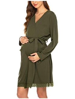 Women's Robe Maternity Sleepwear Pregnancy Nightgown Nursing Soft Kimono Bathrobes