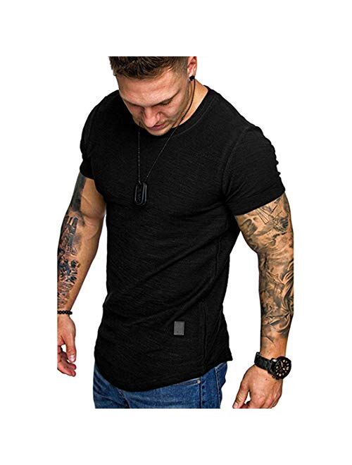 Fashion Mens T Shirt Muscle Gym Workout Athletic Shirt Cotton Tee Shirt Top