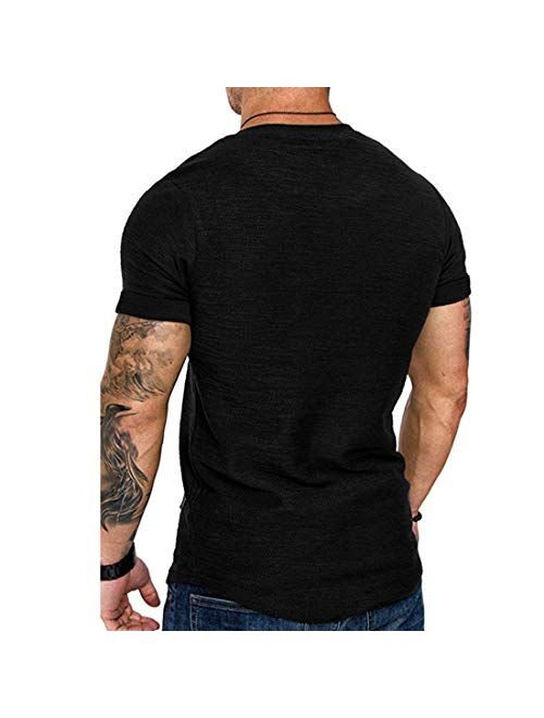 Fashion Mens T Shirt Muscle Gym Workout Athletic Shirt Cotton Tee Shirt Top