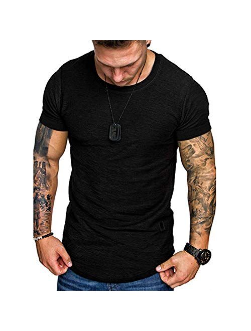 Fashion Mens T Shirt Muscle Gym Workout Athletic Shirt Cotton Tee Shirt Top