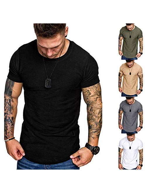 Fashion Mens T Shirt Muscle Gym Workout Athletic Shirt Cotton Tee Shirt Top