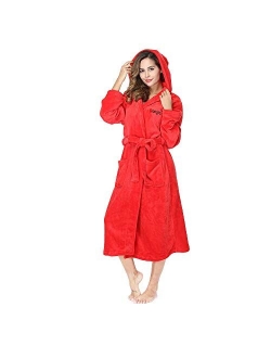 RONGTAI Fleece Womens Robe Lightweight Soft Plush Warm Bathrobes with Hood