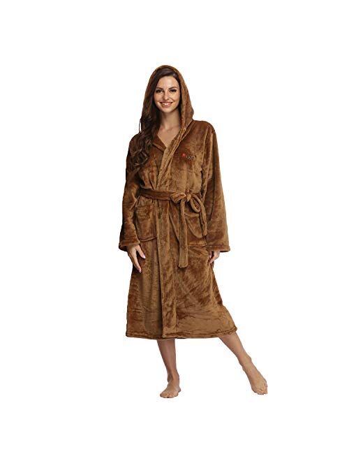 RONGTAI Fleece Womens Robe Lightweight Soft Plush Warm Bathrobes with Hood