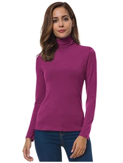 VOBCTY Womens Long Sleeve Turtleneck Lightweight Slim Active Shirt