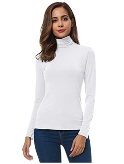 VOBCTY Womens Long Sleeve Turtleneck Lightweight Slim Active Shirt