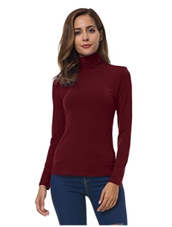 VOBCTY Womens Long Sleeve Turtleneck Lightweight Slim Active Shirt