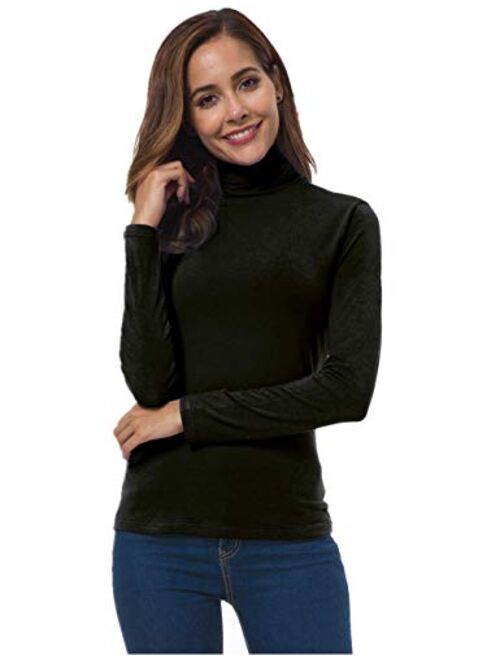 VOBCTY Womens Long Sleeve Turtleneck Lightweight Slim Active Shirt