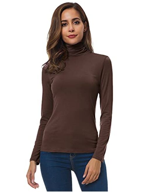 VOBCTY Womens Long Sleeve Turtleneck Lightweight Slim Active Shirt