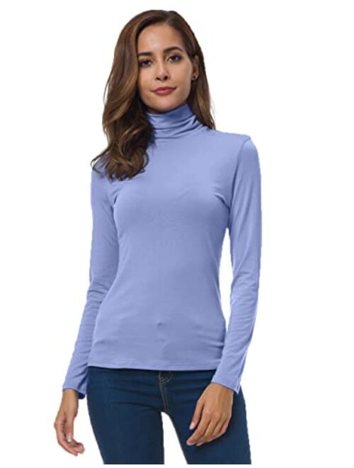 VOBCTY Womens Long Sleeve Turtleneck Lightweight Slim Active Shirt