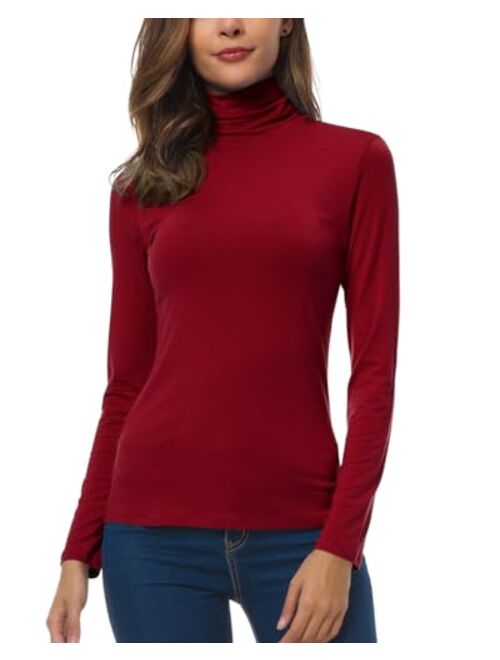 VOBCTY Womens Long Sleeve Turtleneck Lightweight Slim Active Shirt