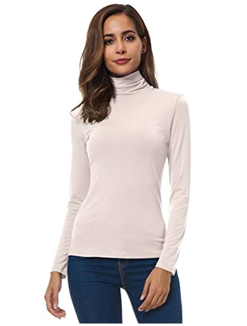 VOBCTY Womens Long Sleeve Turtleneck Lightweight Slim Active Shirt