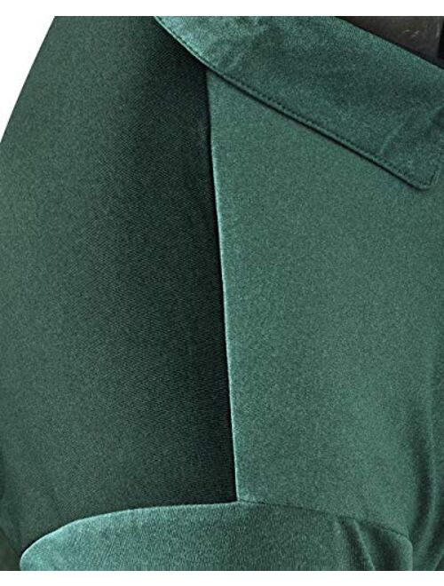 TAPULCO Mens Dry Fit Golf Polos Long Sleeve 2 Tone Moisture Wicking Casual Polo Shirt