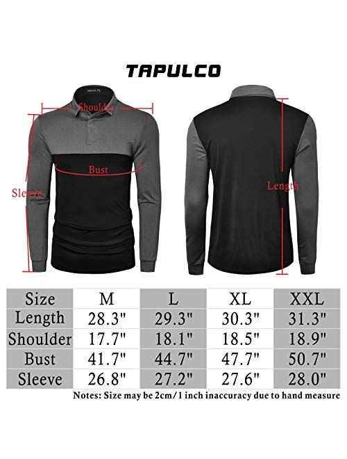 TAPULCO Mens Dry Fit Golf Polos Long Sleeve 2 Tone Moisture Wicking Casual Polo Shirt