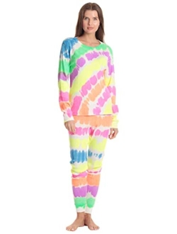 Just Love Women's Tie Dye Two Piece Thermal Pajama Set