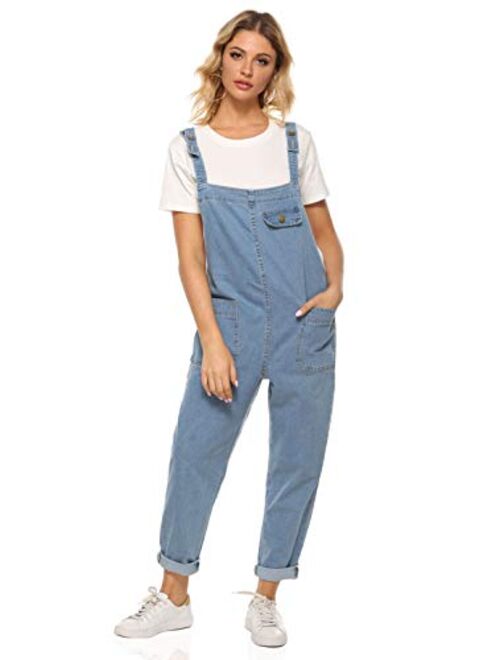 Soojun Women's Casual Baggy Denim Bib Overall